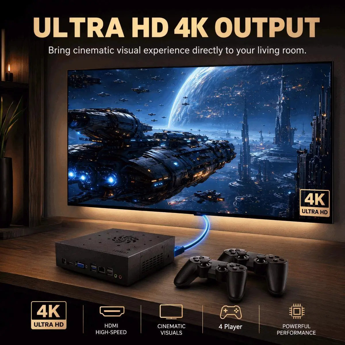 500G ROM Upgrade Version Retro Console TV Game Box with HDMI Output, Wireless Controller, Plug-And-Play Function, Kids-Friendly Games That Encourages Creativity, Game Consoles, Video Game Stick 4G RAM